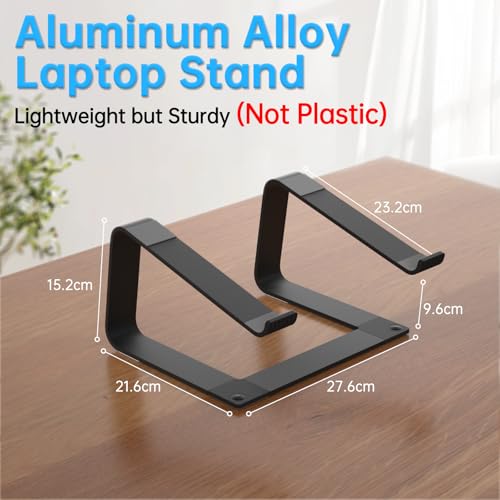Laptop Stand for Desk Portable Computer Riser Metal Notebook Holder Printer Stand Office Desk Accessories Compatible with MacBook Air, Pro, Dell, HP, Lenovo and All 10-16" Laptops, Black - color: Black