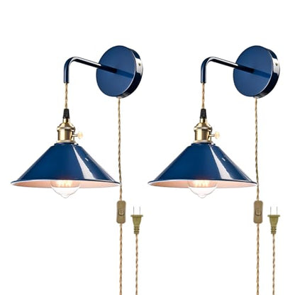 Hanging Height Adjustable Wall Sconce, Blue 2-Pack - color: Plug in Blue*2Pcs