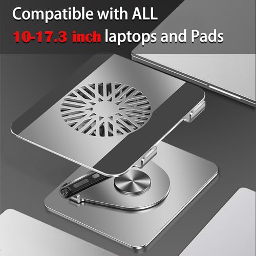 360° Rotating Adjustable Laptop Stand with Cooling Fan, Foldable Dual-Bar Support Height Tilt Angle Cooling Laptop Stand for Desk Pad Laptop Riser Heat Dissipation Stand Fit 10-17.3" Device - color: Dual-Bar Support Version