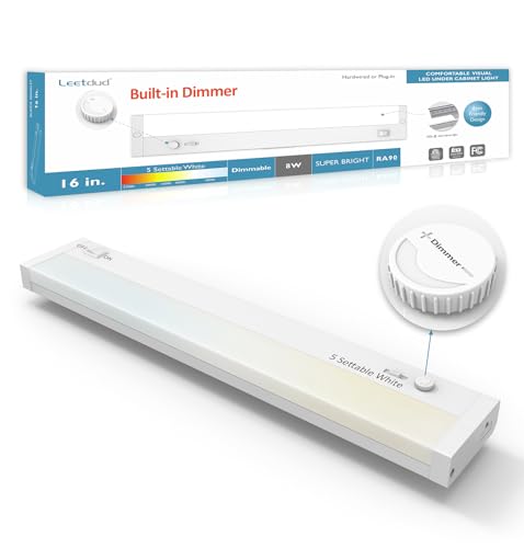 Under Cabinet Lights Plug in or Hardwired Built-in Dimmer, 16 Inch 8W, 5CCT 2700K-5000K, Linkable Undercounter Lighting for Kitchen, ETL Dimmable LED Undercabient Light Fixture, White - color: White, size: 16 inch