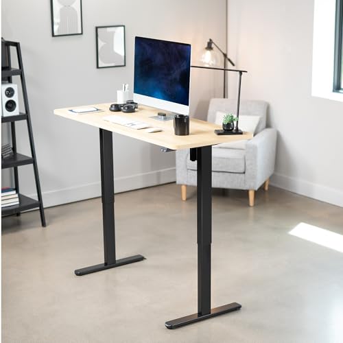 VIVO Light Wood 60 x 24 in Standing Desk, DESK-KIT-B06C - color: Light Wood Top / Black Frame, size: 60 x 24 inch