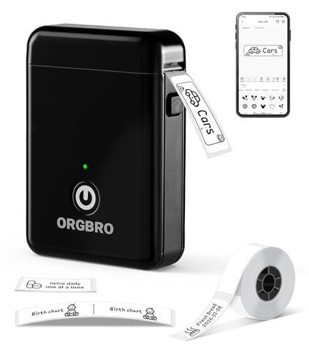 ORGBRO Label Maker Machine with Tape, X1 Bluetooth Mini Label Printer - color: Black
