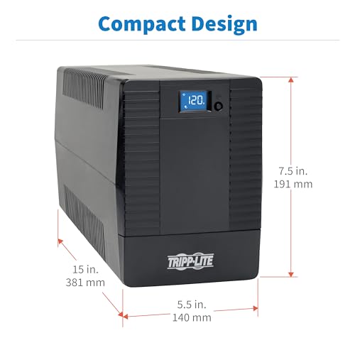 Eaton Tripp Lite OMNIVS1500LCD 1500VA UPS 900W 8 Outlets 5ft Extension Cord | Battery Backup Surge Protector, 5ft Extension Cord, 3-Year Manufacturer's Warranty & $200,000 Insurance - size: 1500VA, style: Pure Sine Wave