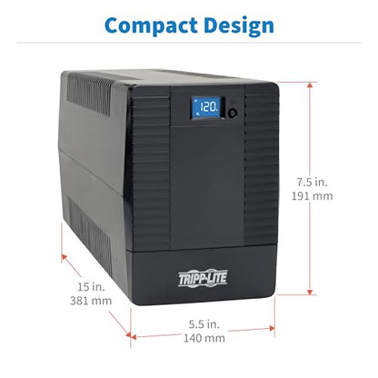 Eaton Tripp Lite OMNIVS1500LCD 1500VA UPS 900W 8 Outlets 5ft Extension Cord | Battery Backup Surge Protector, 5ft Extension Cord, 3-Year Manufacturer's Warranty & $200,000 Insurance - size: 1500VA, style: Pure Sine Wave