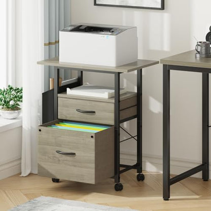GYIIYUO 2 Drawer File Cabinet 24''W, Mobile Filing Cabinet, Printer Stand - color: Oak Grey