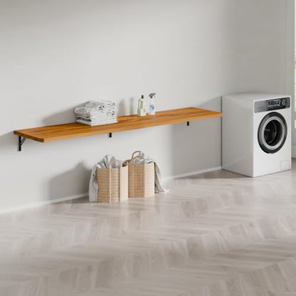 Dogsky Floating Wall Desk 60" x 16" - 500 lbs Heavy Duty Solid Pine - color: Golden Brown, size: 60" x 16"