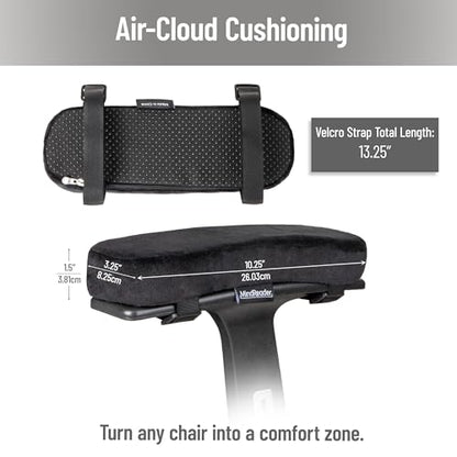 Mind Reader Air-Cloud Memory Foam Armrest Pads, Office & Gaming Chair Arm Rests, Elbow Support with Washable Cover, Black - size: Armrest