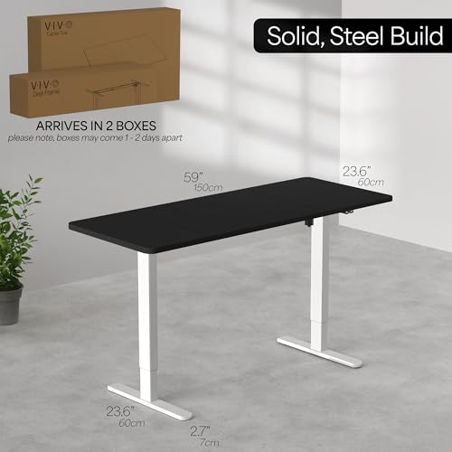 VIVO Light Wood 60 x 24 in Standing Desk, DESK-KIT-W06C - color: Light Wood Top / White Frame, size: 60 x 24 inch