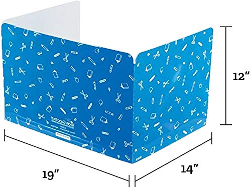 Really Good Stuff - 163200BL Standard Privacy Shields for Student Desks – Set of 12 - Matte - Study Carrel Reduces Distractions - Keep Eyes from Wandering During Tests, Blue with School Supplies Pattern | Ages 4+, PreK+, Create a Distraction-Free Learning