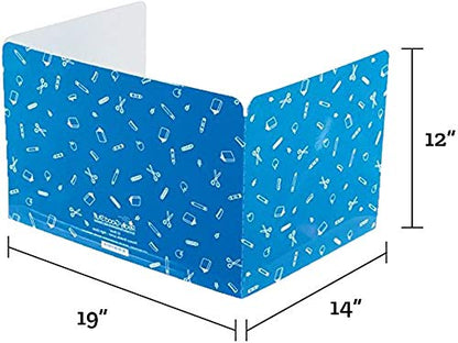 Really Good Stuff - 163200BL Standard Privacy Shields for Student Desks – Set of 12 - Matte - Study Carrel Reduces Distractions - Keep Eyes from Wandering During Tests, Blue with School Supplies Pattern | Ages 4+, PreK+, Create a Distraction-Free Learning