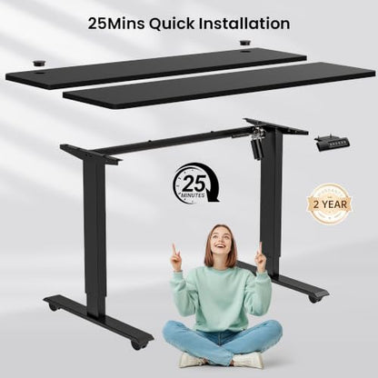 farexon 63x24 Inch Electric Standing Desk with Mouse Pad, Black - color: Black, size: 63 x 24''