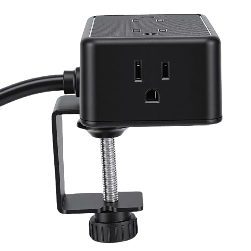 Desk Clamp Power Strip, 4 AC Outlets, Fast Charge USB Ports, for Home and Office Charging Station (US Plug)