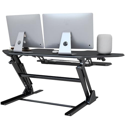 47 inch Corner Standing Desk Converter, Height Adjustable Sit Stand Desk Riser, Black, GSD06T