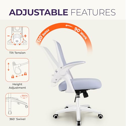 NEO CHAIR Office Desk Chair, Ergonomic Mesh with Flip-Up Armrests, Purple - color: Purple