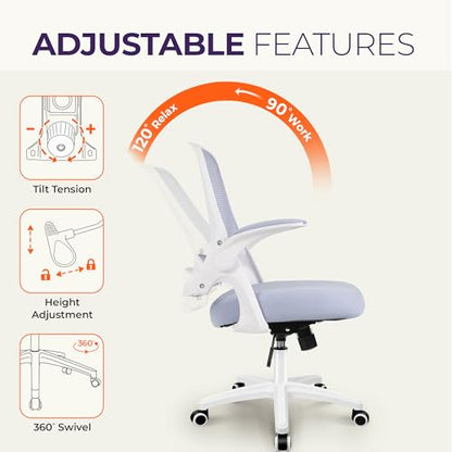 NEO CHAIR Office Desk Chair, Ergonomic Mesh with Flip-Up Armrests, Purple - color: Purple
