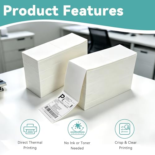 4500 Pcs 4"x6" Thermal Shipping Labels Fanfold, 2 Stacks of 2250