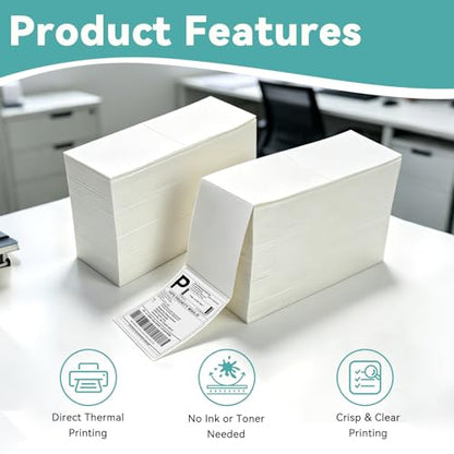 4500 Pcs 4"x6" Thermal Shipping Labels Fanfold, 2 Stacks of 2250