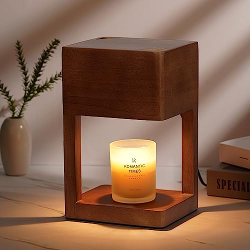 Candle Warmer Lamp Wood with Timer, Dimmable Electric Candle Lamp Warmer for Jar Candles, 2*35 Watt Bulb, Mothers Day Birthday Gifts for Women Men, Decorative Wooden Candle Lamp for Bedroom Home Decor - color: 02 Wood