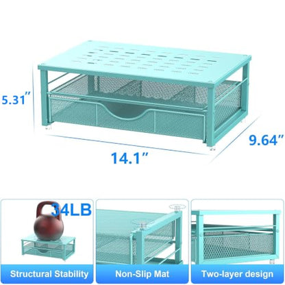 gianotter Computer Monitor Stand Riser with Drawer - color: Blue