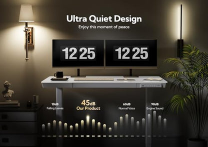 Claiks Small Glass Standing Desk with Drawers & USB Ports 32x19 White - color: Super White Glass, size: 32 inch