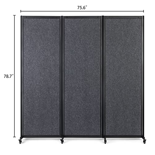 Room Partition,6'4"W x 6'7"H,3 Panel,Grey - color: Grey, size: 75.6"(L)*78.7"(H)