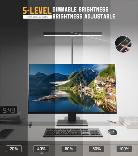 LED Desk Lamp for Home Office with Base, Eye-Caring Desk Light 12W, Black - color: Black