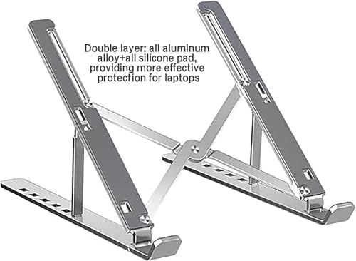 Laptop Stand for Desk,Adjustable Laptop Riser Aluminum Alloy+Silicone Foldable Portable Notebook Holder, Ventilated Cooling Notebook Mount Computer Stand for 10-15.6 inch Laptopsd