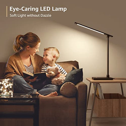 Lepro LED Desk Lamp with USB Charging Port,650LM Dimmable Home Office Touch Control Reading Table Lamp,5 Color Modes with 5 Brightness,College Dorm Room Essentials, Eye Caring, Sewing, Crafting, Black - color: Black