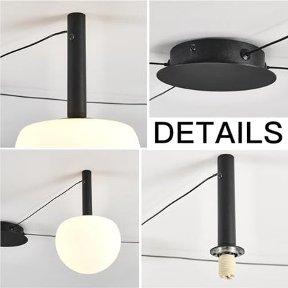 3-Light Black Glass semi Embedded Ceiling Light Suitable for Living Rooms, bedrooms, corridors, Dining Rooms, Dining Rooms, Bubble Ball Ceiling Light (DIY Design is Available) - size: 18in (3-Lights)