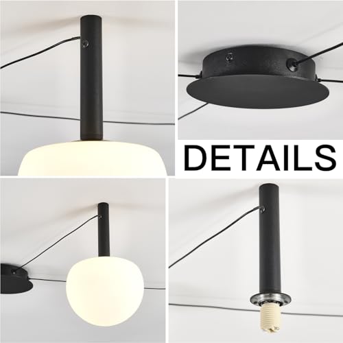 4-Light Black Glass semi Embedded Ceiling Light Suitable for Living Rooms, bedrooms, corridors, Dining Rooms, Dining Rooms, Bubble Ball Ceiling Light (DIY Design is Available) - size: 47in (4-Lights)