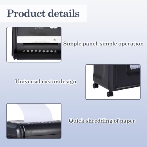 18‑Sheet Micro‑Cut Paper Shredder for Home Office – P‑4 Security, 30‑Min Continuous Run, 7‑Gallon Bin, Portable on 360° Casters, Anti‑Jam, Quiet Micro‑Cut Document Shredder