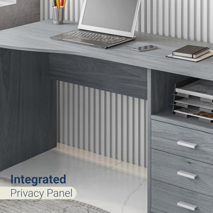 Techni Mobili 51 Inch Classic Computer Desk w/Drawers & Storage, Grey - color: Grey