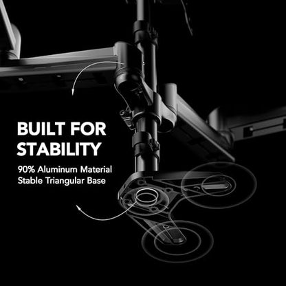 HUANUO Triple Monitor Mount for 17 to 32 inch Screens, Adjustment Gaming Triple Monitor Stand with Swivel, Tilt, Rotation, Clamp & Grommet Kit - color: Black