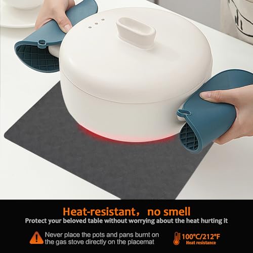 Gray Plastic Vinyl Placemats Set of 12, Waterproof Heat Resistant Table Mats,Faux Leather Wipeable Washable Easy Clean Non-Slip Place Mats for Indoor Outdoor(12,Gray) - color: Gray