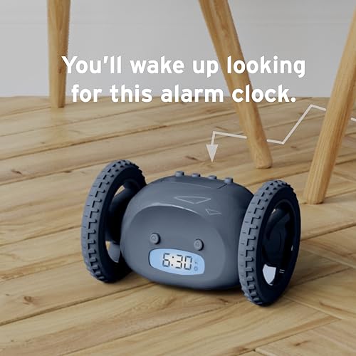 CLOCKY Alarm Clock on Wheels – Loud Rolling Alarm Clock for Heavy Sleepers - color: Slate