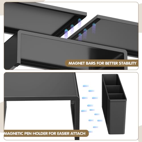 LEKETREE Dual Monitor Stand Riser with Drawer and 2 Pen Holders, Black - color: Black