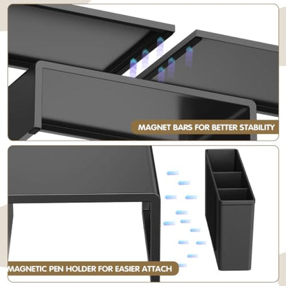 LEKETREE Dual Monitor Stand Riser with Drawer and 2 Pen Holders, Black - color: Black