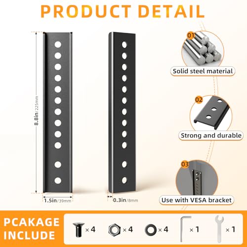 TV Mount Extension Bracket, Vertical VESA Mount Extender Fits TV Ceiling Mounts, Compatible with VESA Bracket Only, Adjustable TVs Extension Arms to Lower Height, 2PCS,Black
