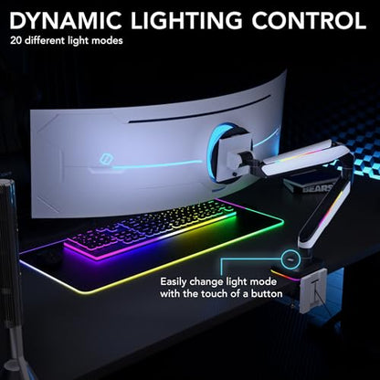 Mount-It! Heavy-Duty Ultrawide Monitor Arm up to 49”, 44 lb Capacity, Desk Mount for Curved & Widescreen Monitors, Compatible with Samsung Odyssey G9, Gas Spring, RGB Lighting, VESA 75x75 & 100x100