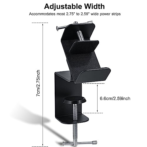 Desk Clamp for Power Strip - Removable Power Strip Holder for Desk Edge - Sturdy Table Clamp - Desk Mount for Power Strip - Fits 1.96" to 2.55" Width - Black - size: Medium