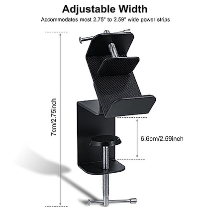Desk Clamp for Power Strip - Removable Power Strip Holder for Desk Edge - Sturdy Table Clamp - Desk Mount for Power Strip - Fits 1.96" to 2.55" Width - Black - size: Medium