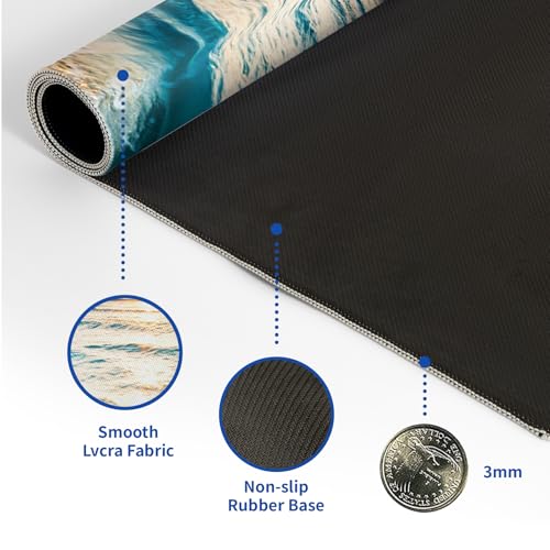 Sunrise Beach Mouse Pad Abstract Sea Mouse Pad 31.5x11.8 Inch Japanese Texture Non-Slip Rubber Base Large Mousepad Stitched Edges Keyboard Mouse Mat Desk Pad for Office and Home - color: Sunrise Beach