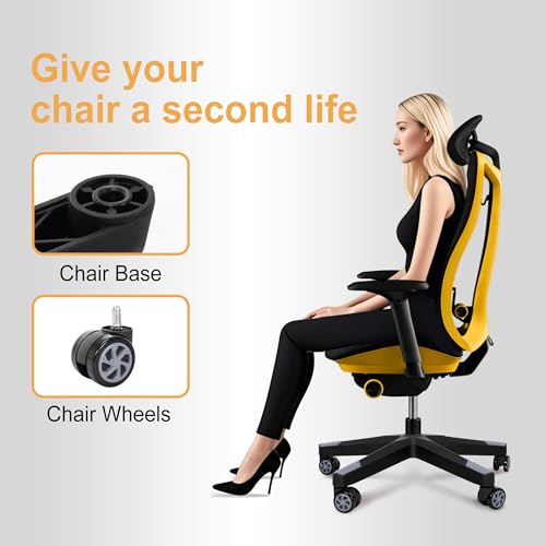 28" Heavy Duty Nylon Gaming Office Chair Base Replacement Part with Wheels | Computer Chair Base Legs with 5 Casters - color: Grey