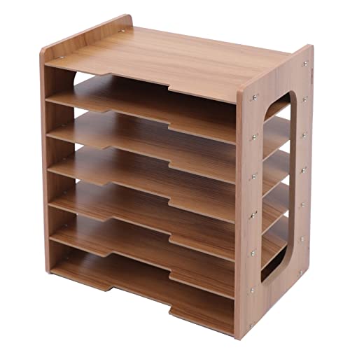 7Tier Widen Wood Office Paper Organizer, File Organizer Desktop,Document Letter Mail Tray Sorter,File Holder Desk Letter Tray, Sorter Document Book Magazine Storage Shelf Rack 14.17 * 9.84 * 15.16in
