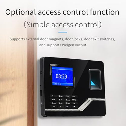 LICAEVEY Fingerprint & PIN Biometric Time Clock, No WiFi Software Required, No Monthly Fees, for Employees Small Business (US Plug)