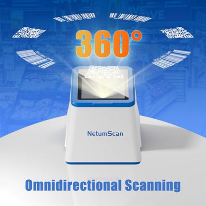 NetumScan Desktop Barcode Scanner, Omnidirectional QR Reader for Retail