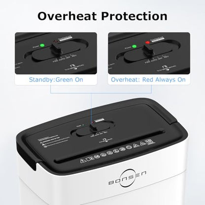 Bonsen 10-Sheet Cross Cut Paper Shredder for Home Office Heavy Duty, White - color: White, size: 10-Sheet Cross Cut