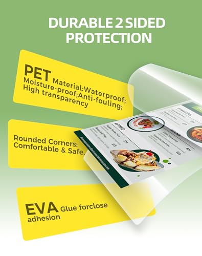 100 Pack Thermal Laminating Pouches 4.3x6.4Inches 5mil Laminating Sheets for Photo Card Documents, Clear Rounded Corner, Crystal Clear, Dry-Erase Friendly, Compatible with Laminators - size: 4.3x6.4"_5mil