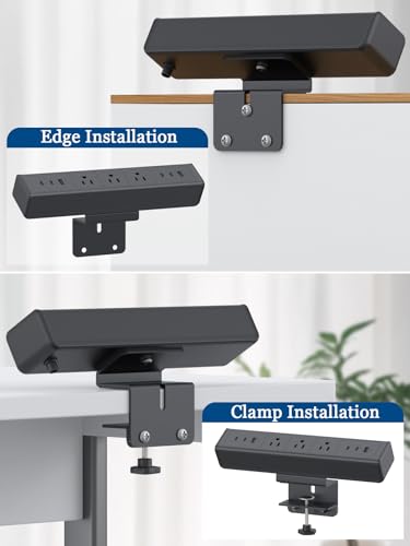 Desk Clamp Power Strip 4 USB-C&2USB-A,3 AC Outlet for Home&Office | Nightstand Charging Station,Desk Edge Mount Power Strip,6 FT flat plug,Black - color: 20W-6USB