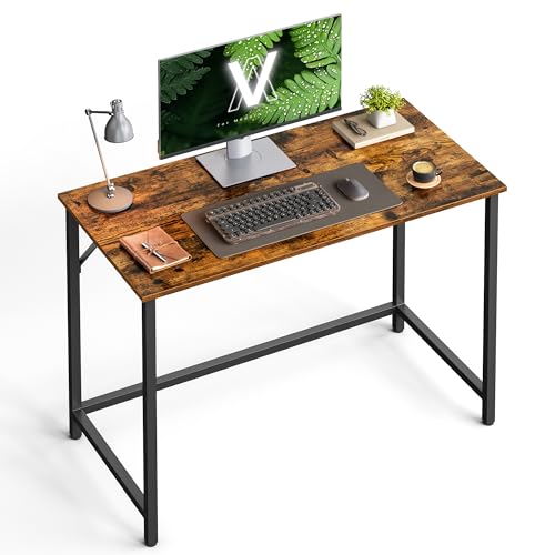 VASAGLE Computer Desk, Office Work Desk, 39.4 x 19.7 x 29.9 Inches, for Study, Bedroom, Home Office, Living Room, Rustic Brown and Ink Black ULWD41X | Gaming Desk, Home Office Desk, Modern Basic Style, Steel Frame, Rustic Brown and Matte Black, BARNET Col